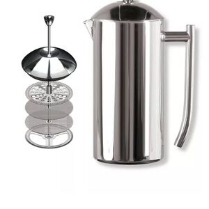 Elegant Silver French Press Coffee Maker
